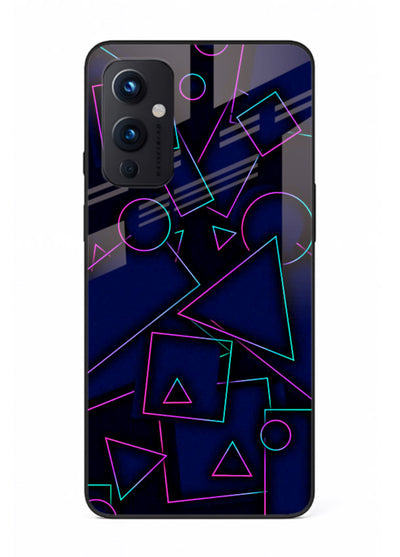Neon Geometry Shapes glowing geometric pattern OnePlus 9 Pro glass back cover