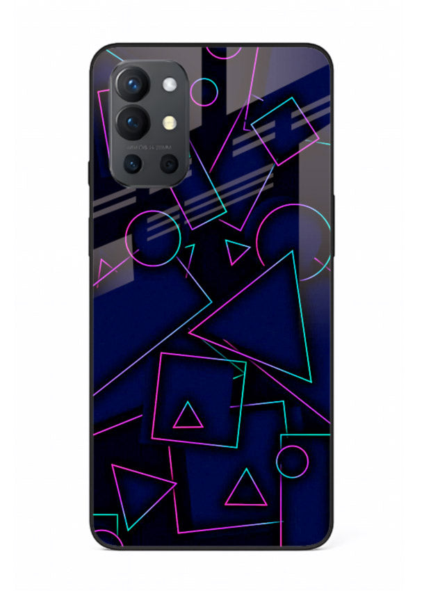 Neon Geometry Shapes glowing geometric pattern OnePlus 9R glass back cover