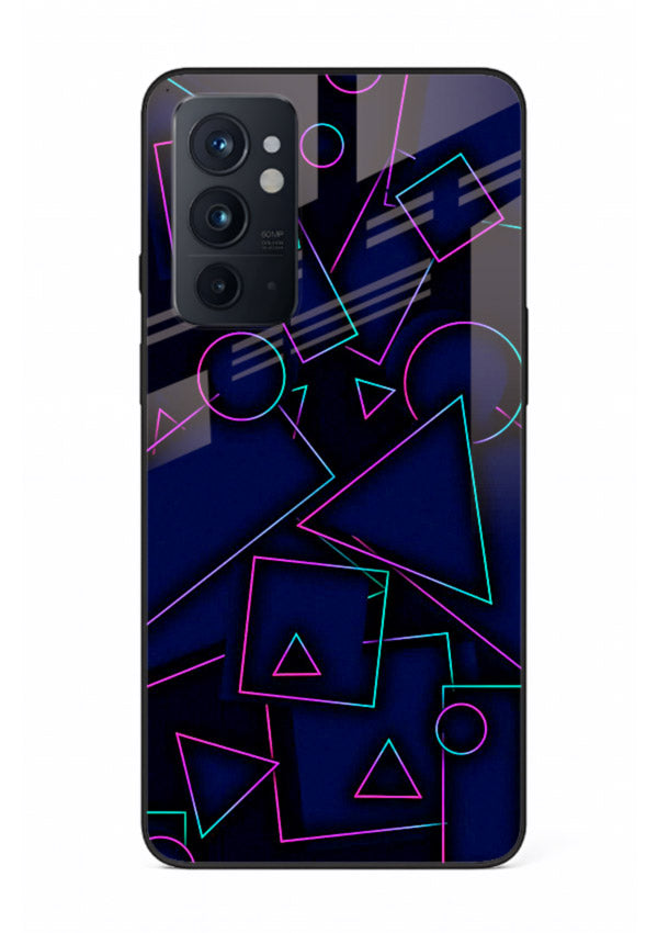 Neon Geometry Shapes glowing geometric pattern OnePlus 9RT glass back cover