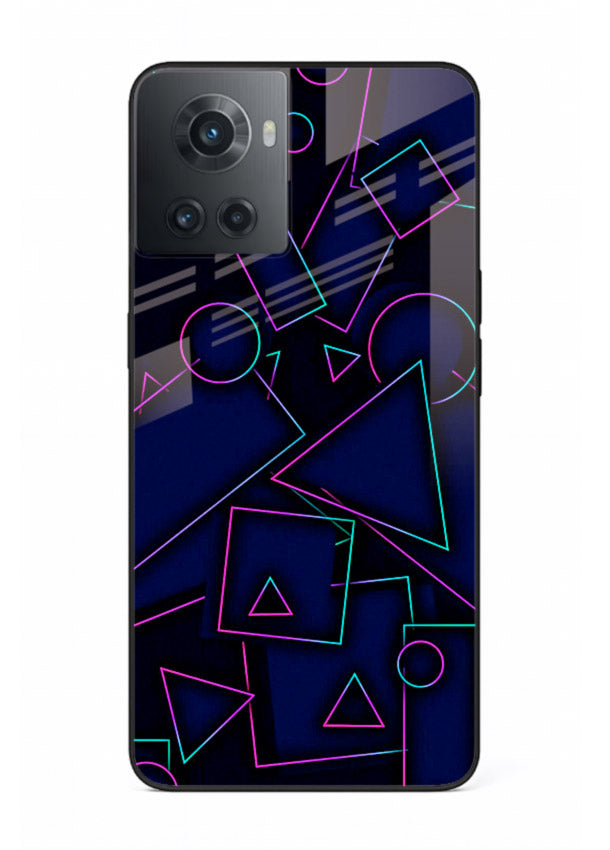 Neon Geometry Shapes glowing geometric pattern OnePlus 10R glass back cover