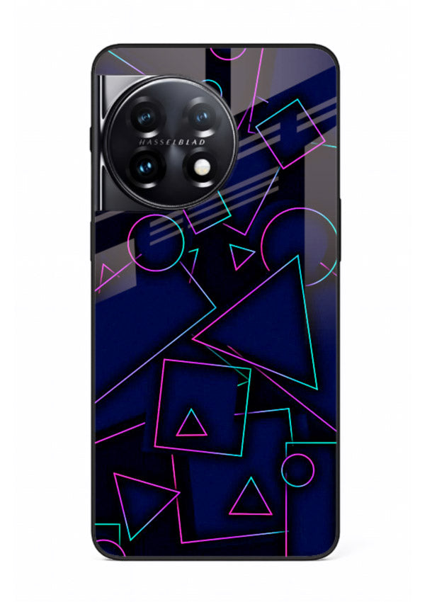 Neon Geometry Shapes glowing geometric pattern OnePlus 11 glass back cover