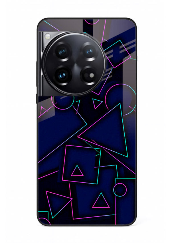 Neon Geometry Shapes glowing geometric pattern OnePlus 12 glass back cover