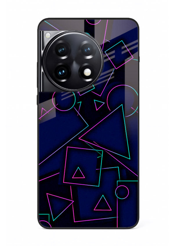Neon Geometry Shapes glowing geometric pattern OnePlus 12R glass back cover