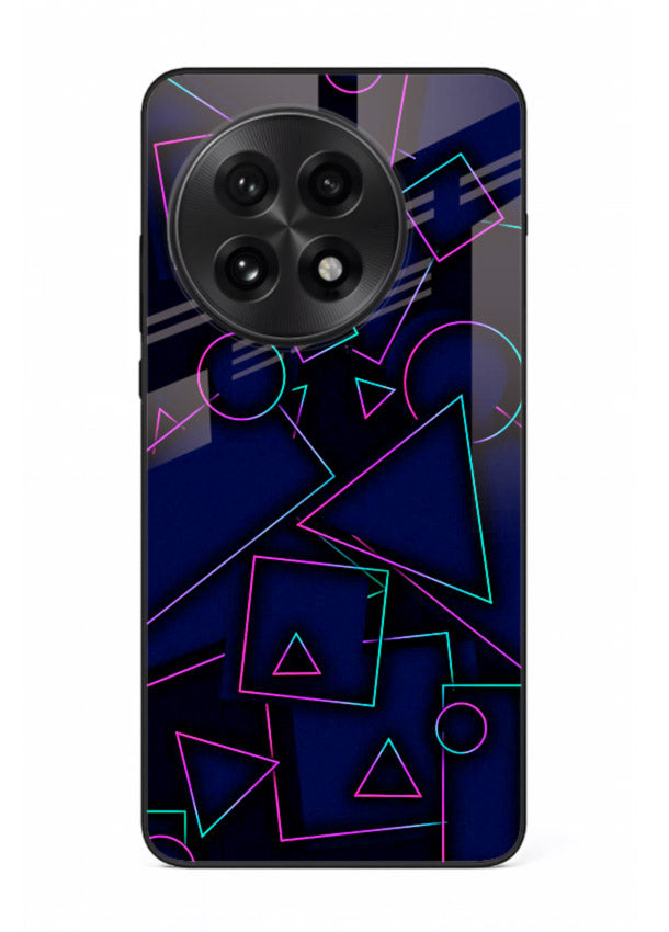 Neon Geometry Shapes glowing geometric pattern OnePlus 13 glass back cover