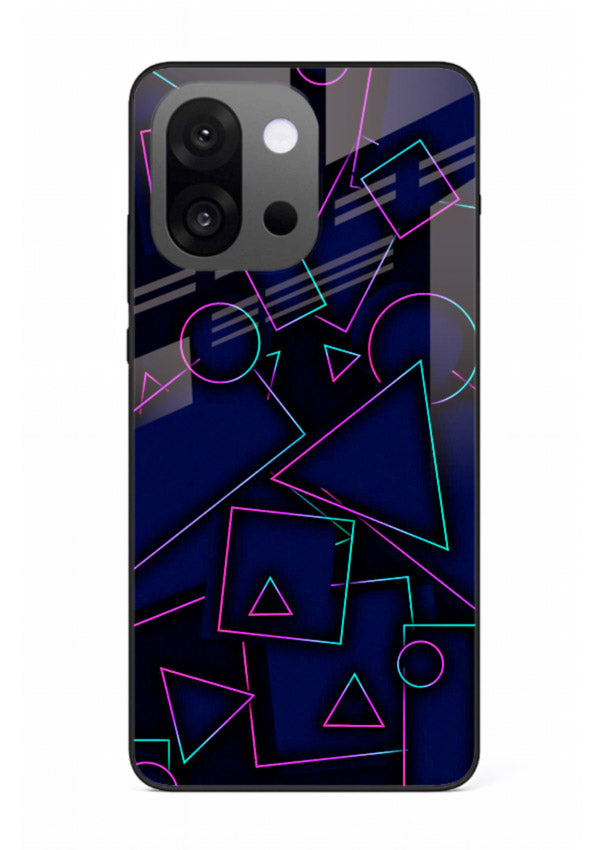 Neon Geometry Shapes glowing geometric pattern OnePlus 13s glass back cover