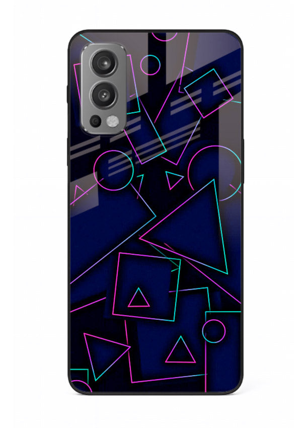 Neon Geometry Shapes glowing geometric pattern OnePlus Nord 2 glass back cover