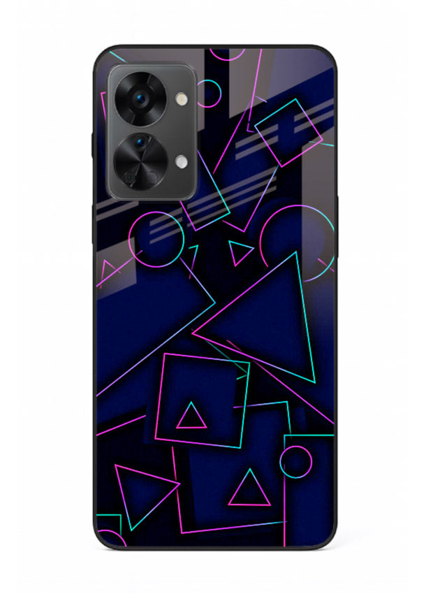 Neon Geometry Shapes glowing geometric pattern OnePlus Nord 2T glass back cover