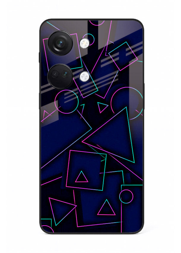 Neon Geometry Shapes glowing geometric pattern OnePlus Nord 3 glass back cover