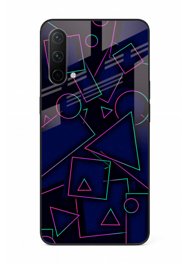Neon Geometry Shapes glowing geometric pattern OnePlus Nord CE 5G glass back cover