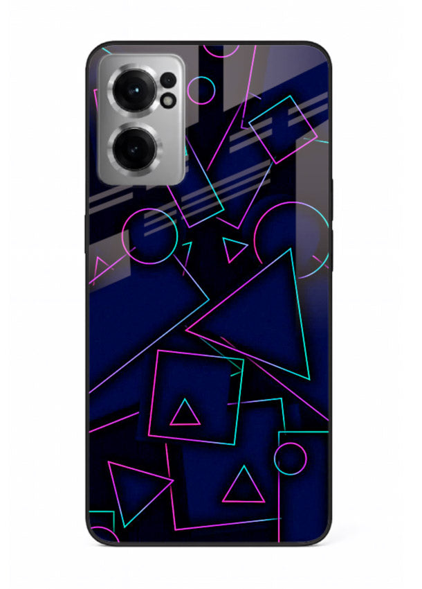 Neon Geometry Shapes glowing geometric pattern OnePlus Nord CE2 5G glass back cover