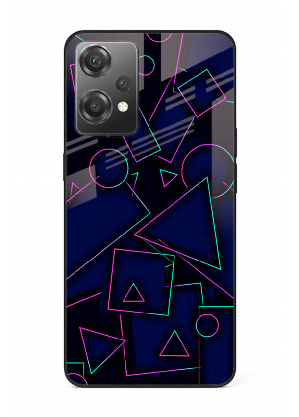 Neon Geometry Shapes glowing geometric pattern OnePlus Nord CE2 Lite 5G glass back cover