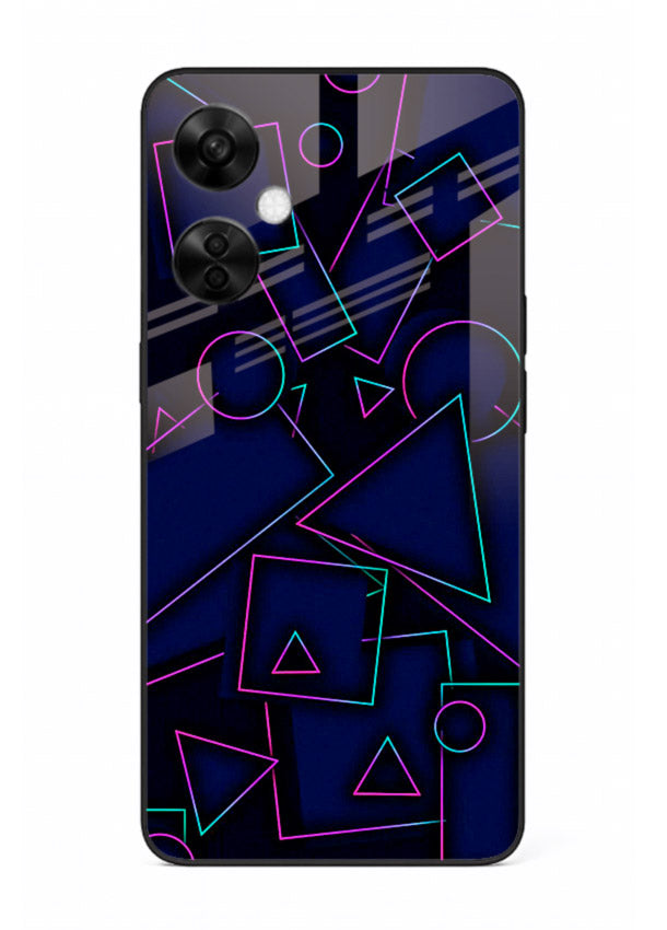 Neon Geometry Shapes glowing geometric pattern OnePlus Nord CE3 Lite glass back cover