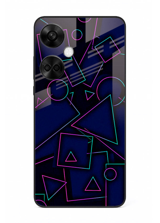 Neon Geometry Shapes glowing geometric pattern OnePlus Nord CE3 glass back cover