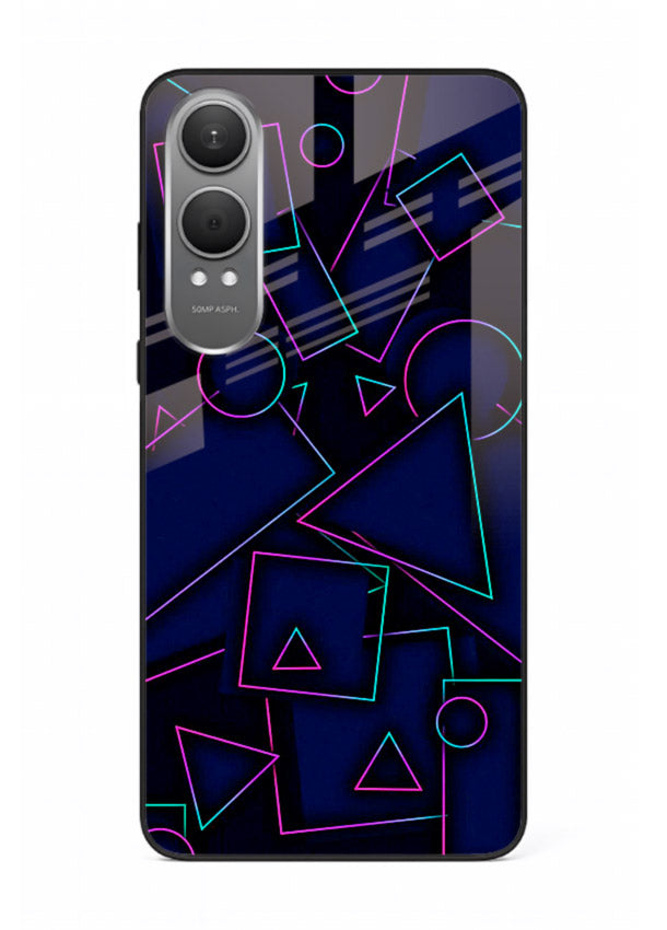 Neon Geometry Shapes glowing geometric pattern OnePlus Nord CE4 Lite glass back cover