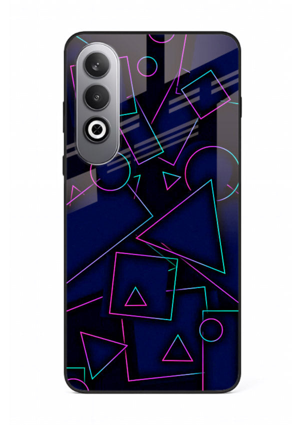 Neon Geometry Shapes glowing geometric pattern OnePlus Nord CE4 glass back cover