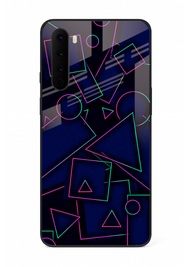 Neon Geometry Shapes glowing geometric pattern OnePlus Nord glass back cover