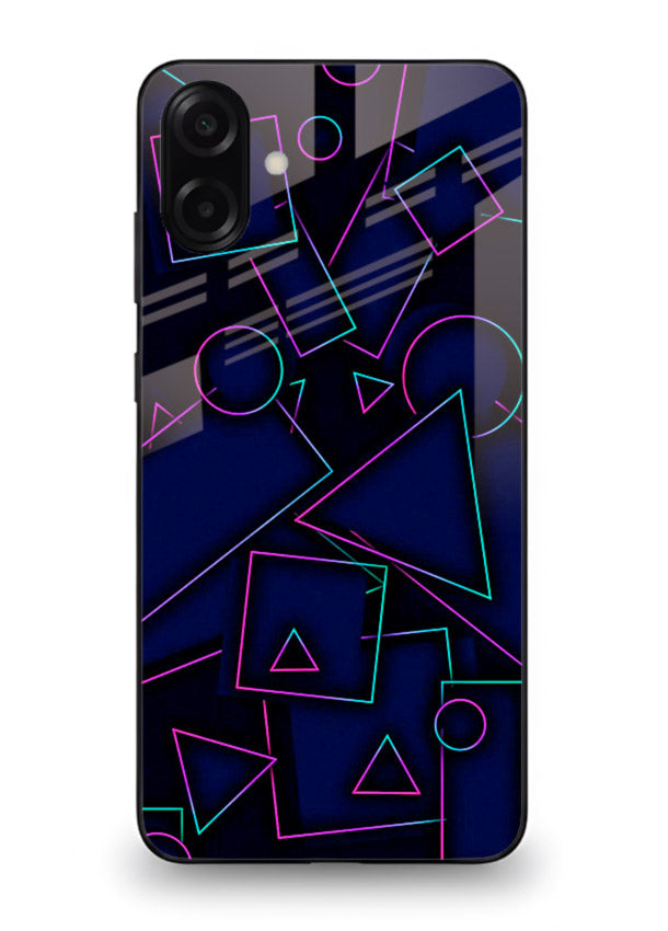 Neon Geometry Shapes glowing geometric pattern Samsung A06 5G glass back cover
