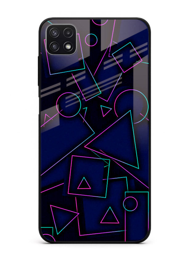 Neon Geometry Shapes glowing geometric pattern Samsung A22 5G glass back cover