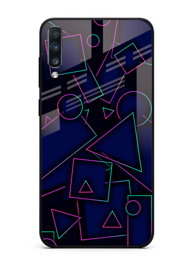 Neon Geometry Shapes glowing geometric pattern Samsung A50 glass back cover