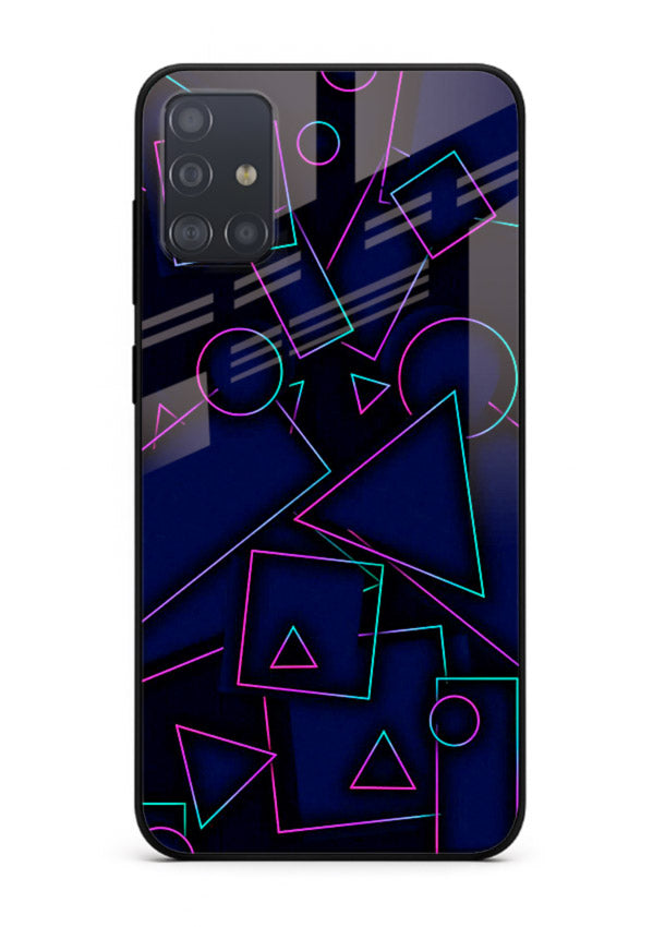 Neon Geometry Shapes glowing geometric pattern Samsung A71 glass back cover