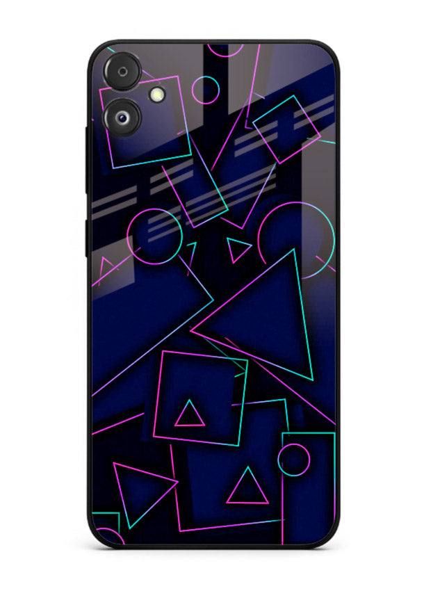 Neon Geometry Shapes glowing geometric pattern Samsung F05 5G glass back cover