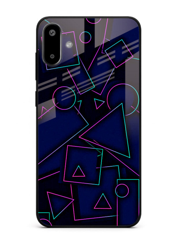Neon Geometry Shapes glowing geometric pattern Samsung F06 5G glass back cover
