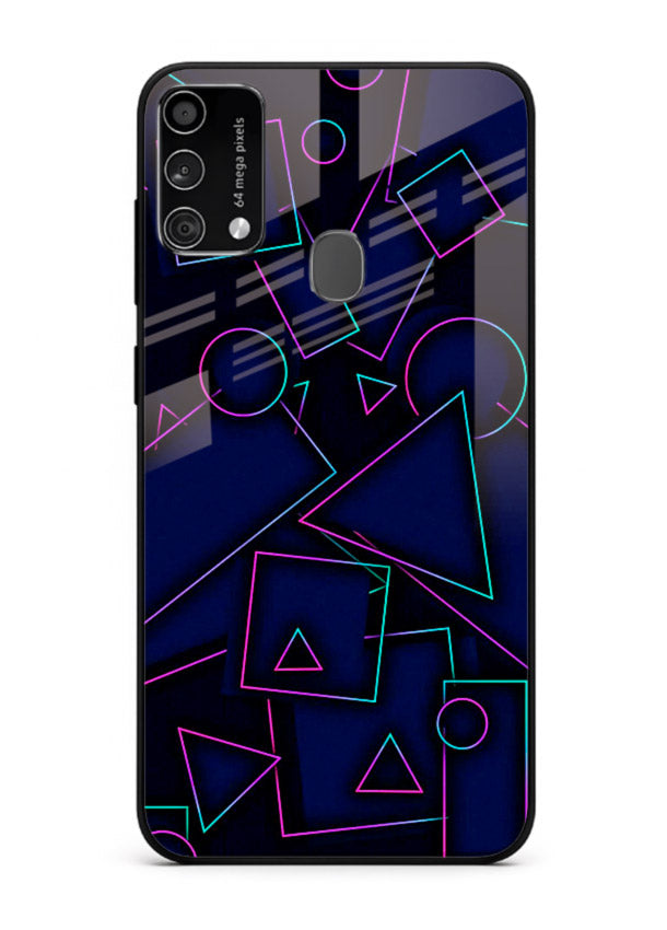 Neon Geometry Shapes glowing geometric pattern Samsung F41 glass back cover