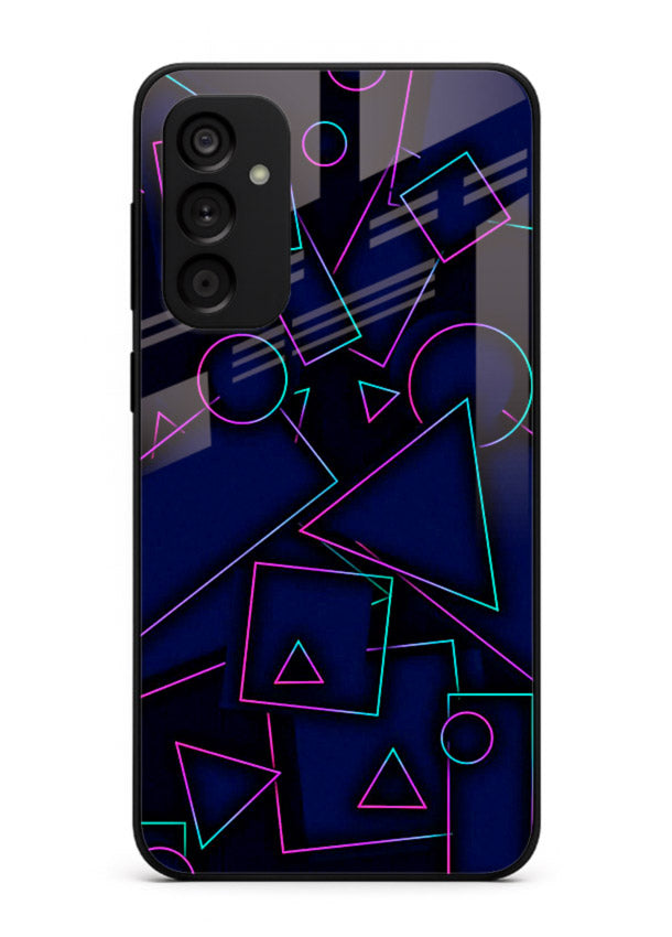 Neon Geometry Shapes glowing geometric pattern Samsung M13 4G glass back cover
