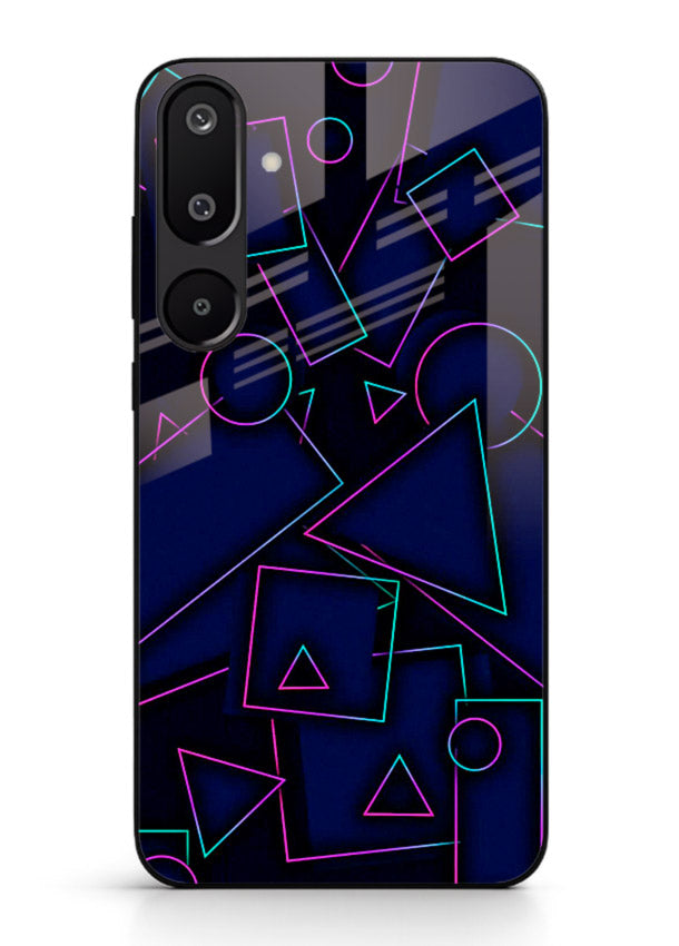 Neon Geometry Shapes glowing geometric pattern Samsung M16 5G glass back cover