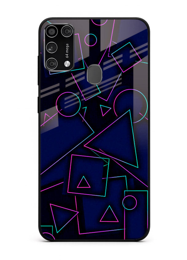 Neon Geometry Shapes glowing geometric pattern Samsung M31 Prime glass back cover