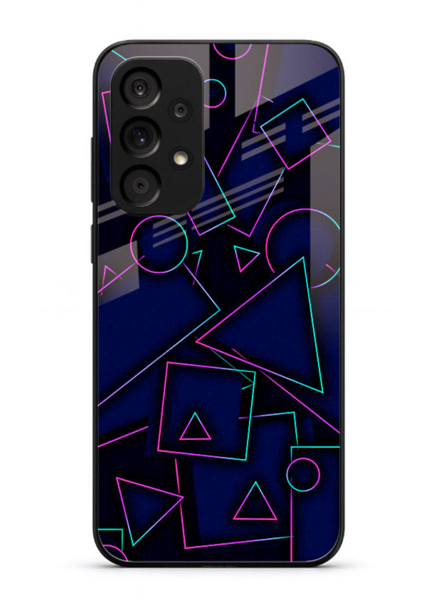 Neon Geometry Shapes glowing geometric pattern Samsung A53 5G glass back cover