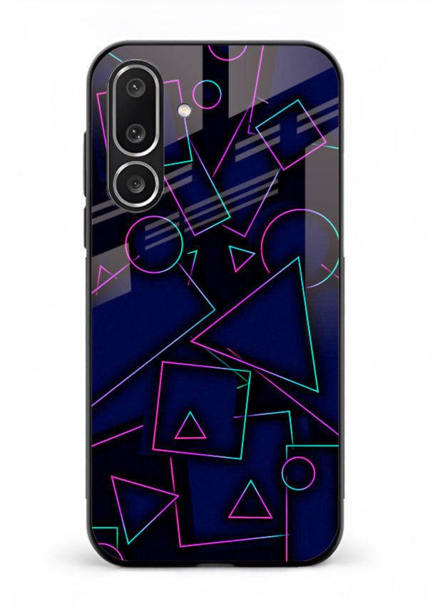Neon Geometry Shapes glowing geometric pattern Samsung F56 5G glass back cover