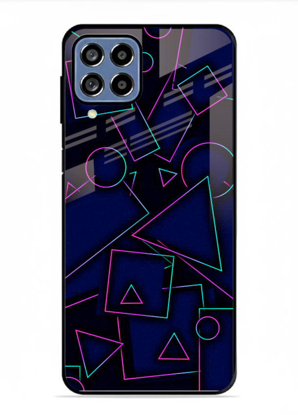 Neon Geometry Shapes glowing geometric pattern Samsung F62 glass back cover