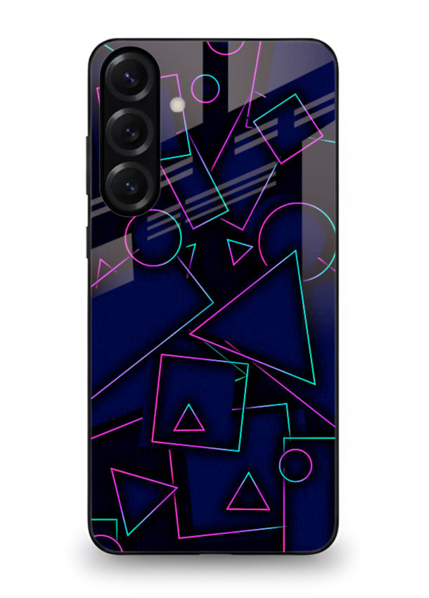 Neon Geometry Shapes glowing geometric pattern Samsung S23 FE glass back cover