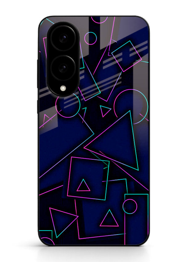 Neon Geometry Shapes glowing geometric pattern Samsung S25 Edge glass back cover