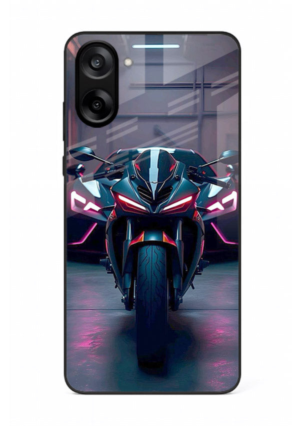 Neon sports bike artwork on glossy tempered glass OnePlus Nord CE5 back cover