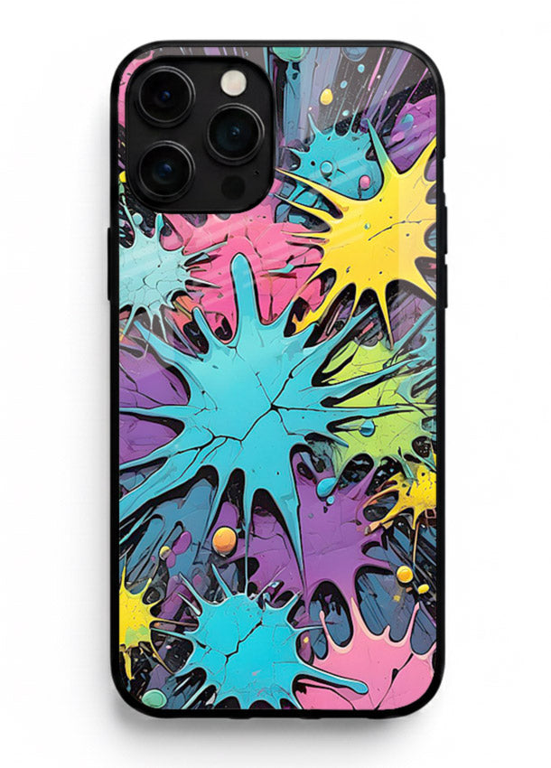 Neon Splash Explosion neon splash pattern iphone 15 pro max glass back cover