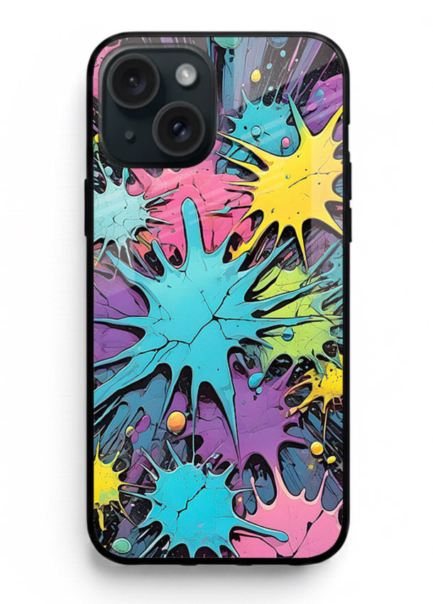 Neon Splash Explosion neon splash pattern iphone 15 plus glass back cover