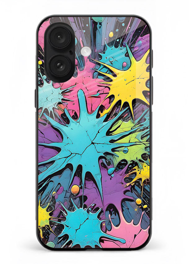 Neon Splash Explosion neon splash pattern iphone 16 glass back cover