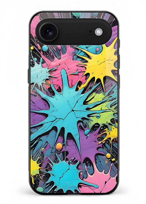 Neon Splash Explosion neon splash pattern iphone 17 air glass back cover