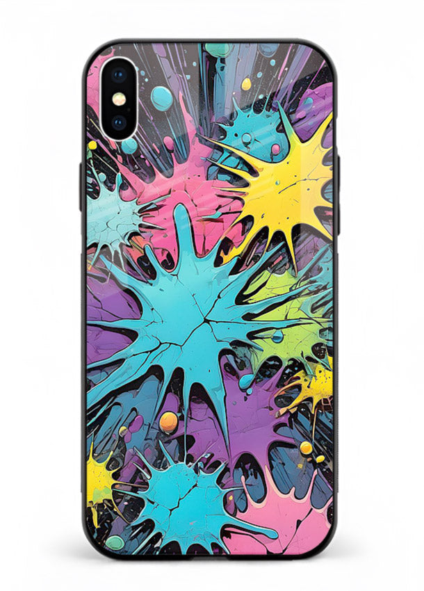 Neon Splash Explosion neon splash pattern iphone xs max glass back cover