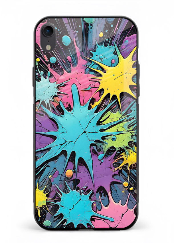 Neon Splash Explosion neon splash pattern iphone xr glass back cover