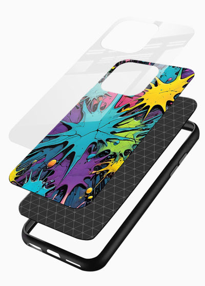 Neon Splash Explosion neon splash pattern glossy vibrant premium glass back cover - Angle Layers