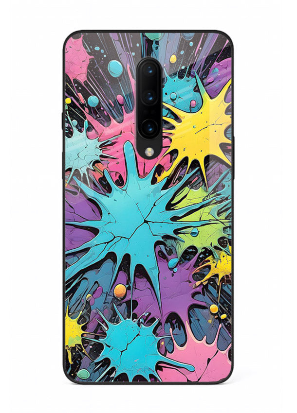 Neon Splash Explosion neon splash pattern OnePlus 7T Pro glass back cover