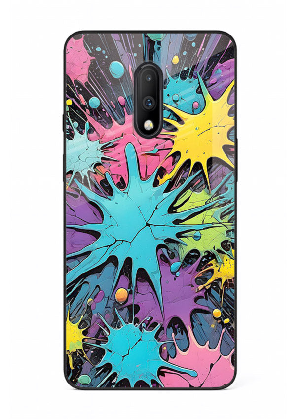 Neon Splash Explosion neon splash pattern OnePlus 7 glass back cover