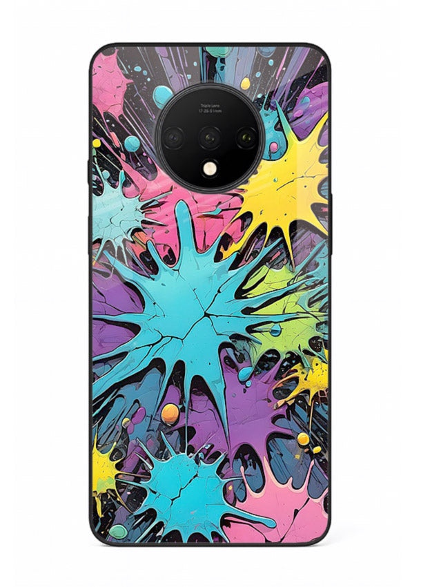 Neon Splash Explosion neon splash pattern OnePlus 7T glass back cover