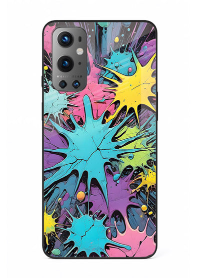 Neon Splash Explosion neon splash pattern OnePlus 9 glass back cover