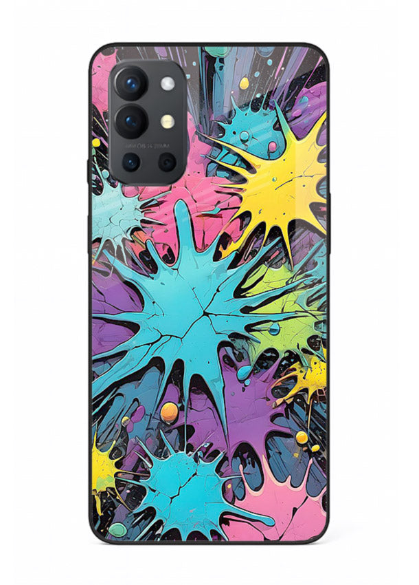 Neon Splash Explosion neon splash pattern OnePlus 9R glass back cover