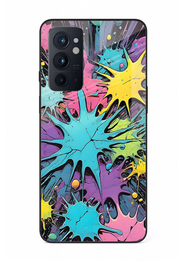 Neon Splash Explosion neon splash pattern OnePlus 9RT glass back cover