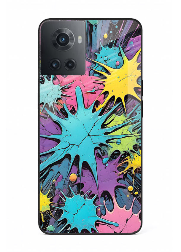 Neon Splash Explosion neon splash pattern OnePlus 10R glass back cover